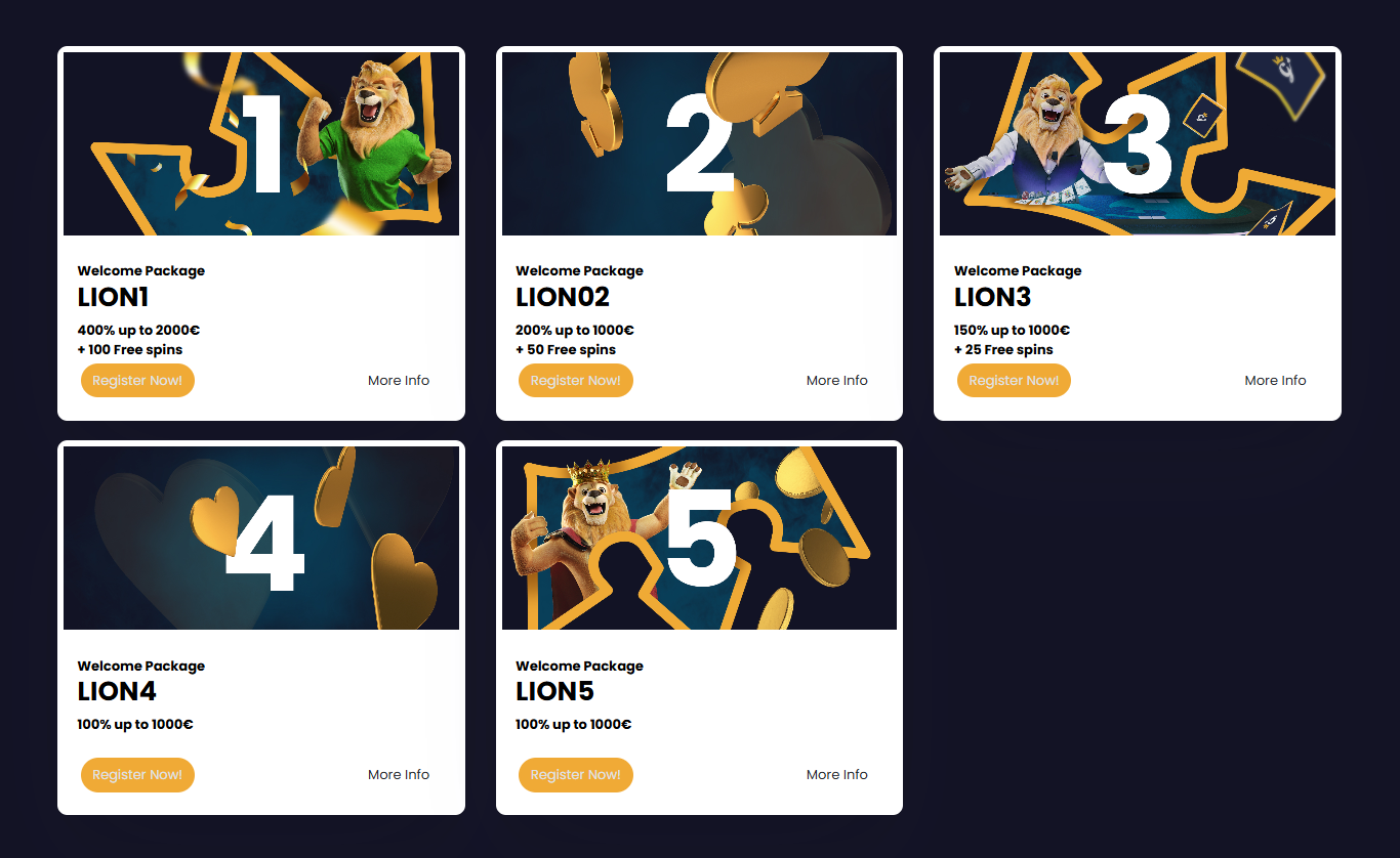 Bonusy kasyna Golden Lion